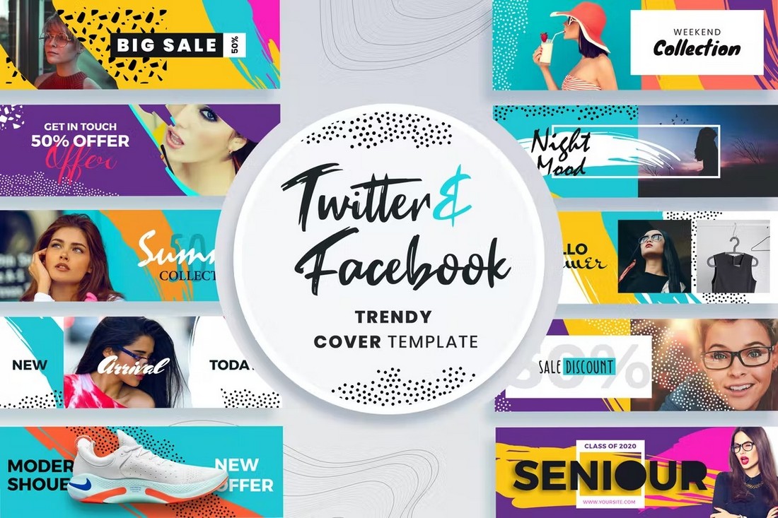 Trendy-Facebook-Twitter-Cover-Templates 20+ Best Twitter Header Templates for 2022 design tips 