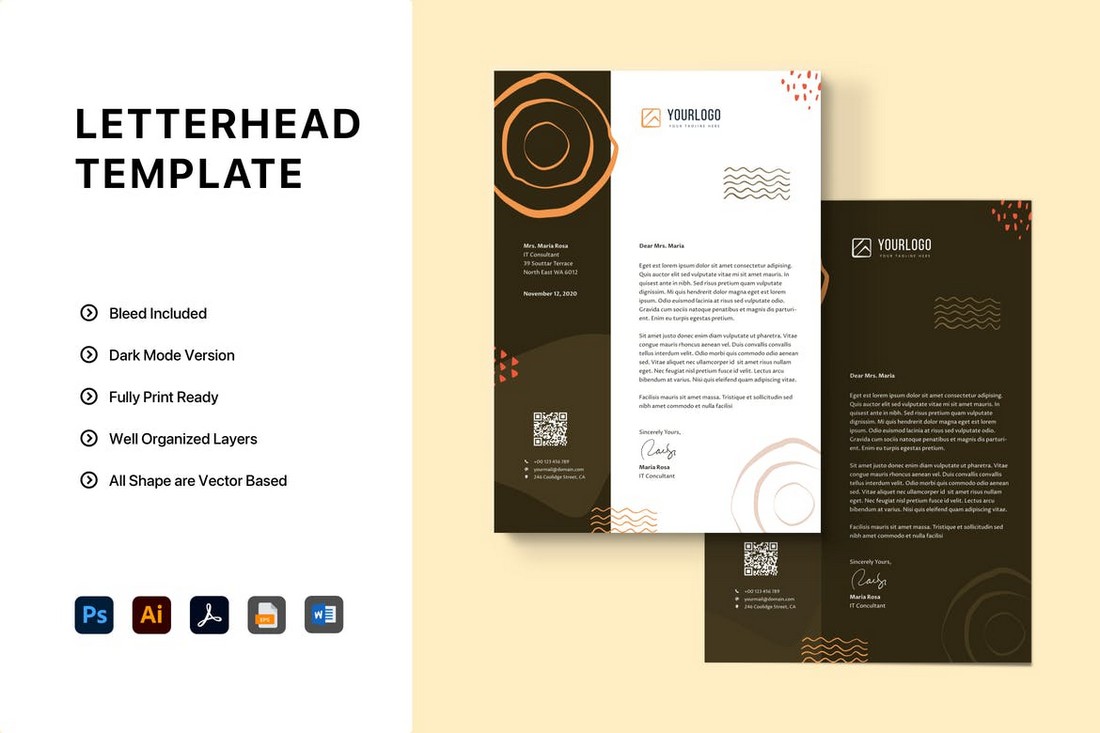 Trendy Word Letterhead Template