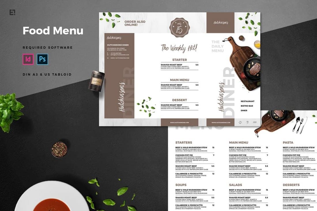 Trifold-Restaurant-Menu-Template 20+ Best InDesign TriFold Templates 2021 design tips 