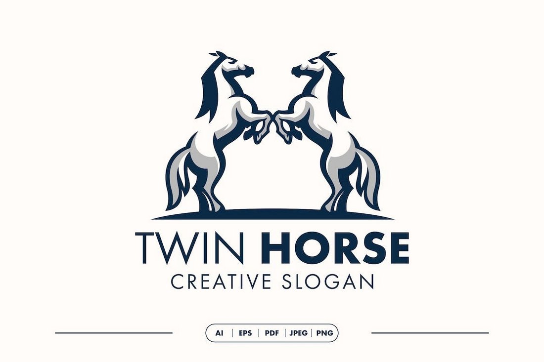 Twin Horse Modern Logo Template