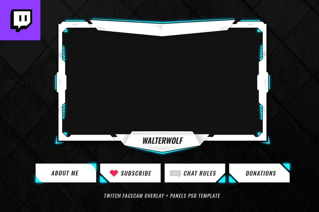 Free customizable Twitch webcam overlay templates