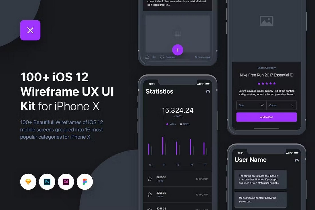 UIXO - کیت رابط کاربری آیفون Wireframe iOS 12 برای Figma