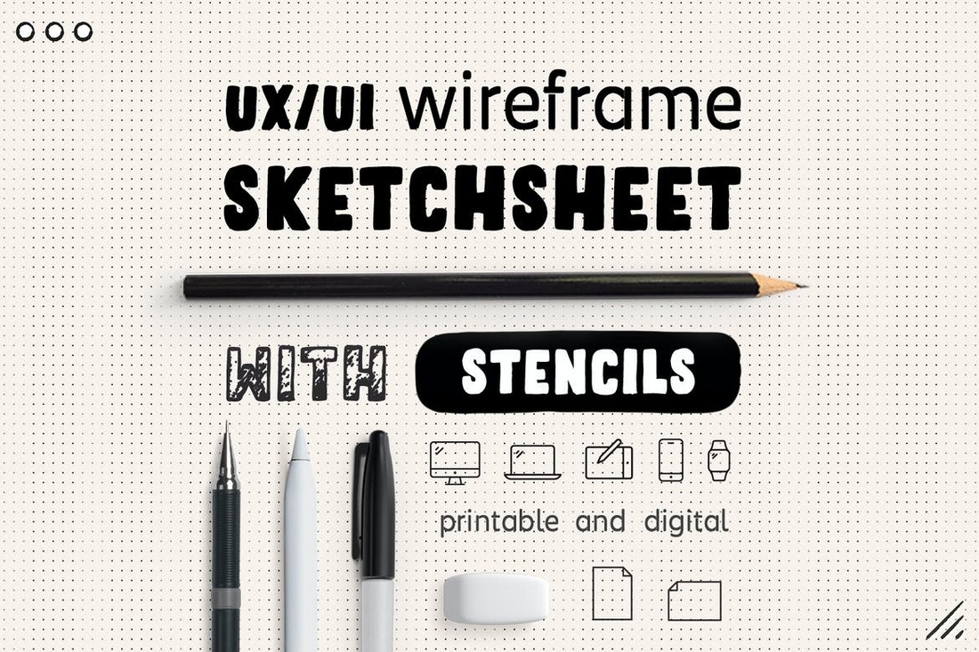 UX Workflow - Wireframe Sketchsheet with Stencils