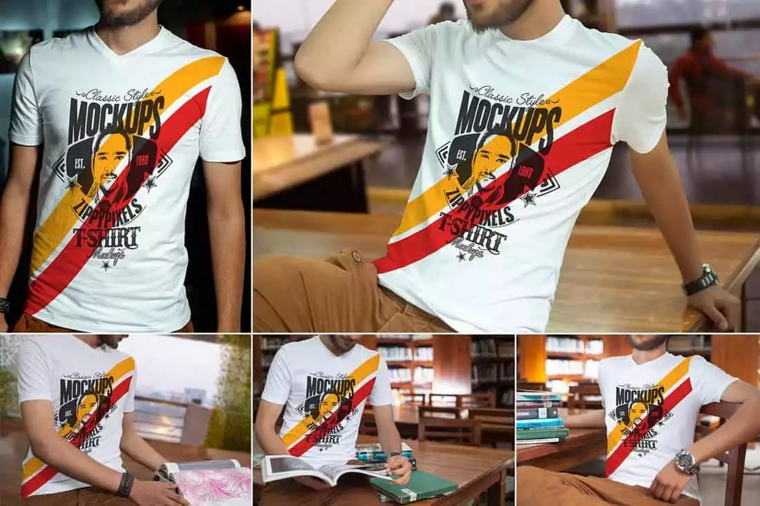 V-Neck T-Shirt Mockup Templates | Design Shack