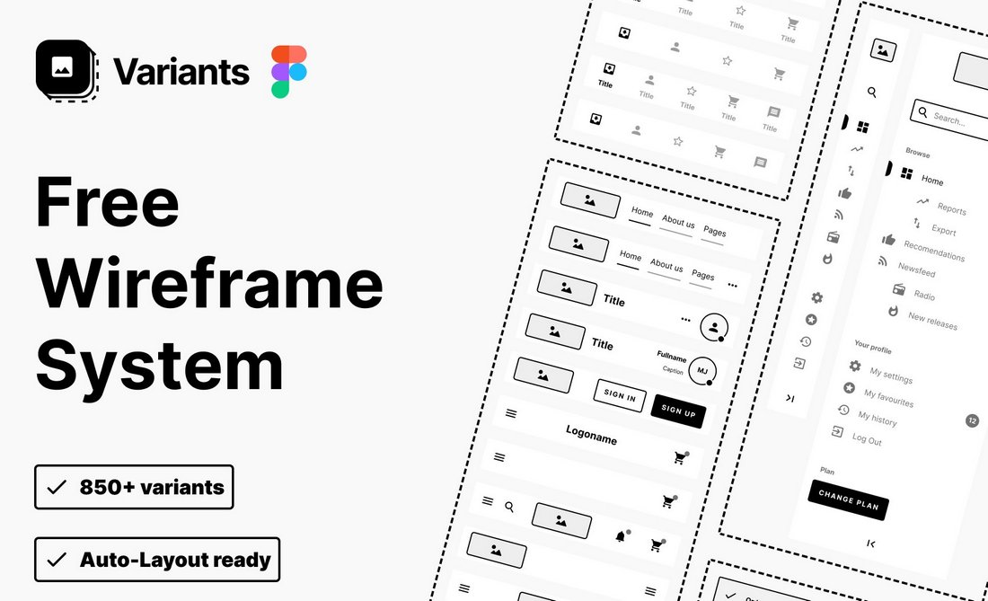 انواع - قالب های رایگان کیت Figma Wireframe