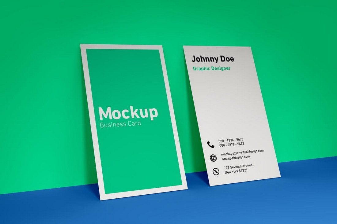 Vertical-Business-Card-Wall-Mockup 70+ Corporate & Creative Business Card PSD Mockup Templates design tips 