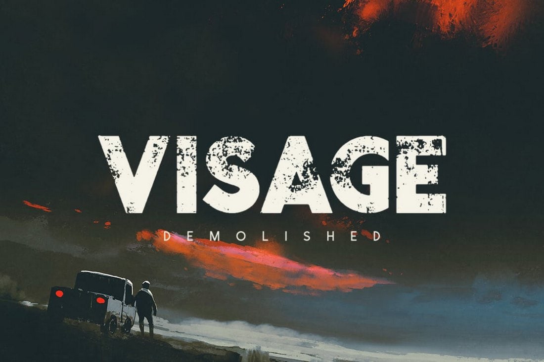 Visage Demolished - Textured Title Font