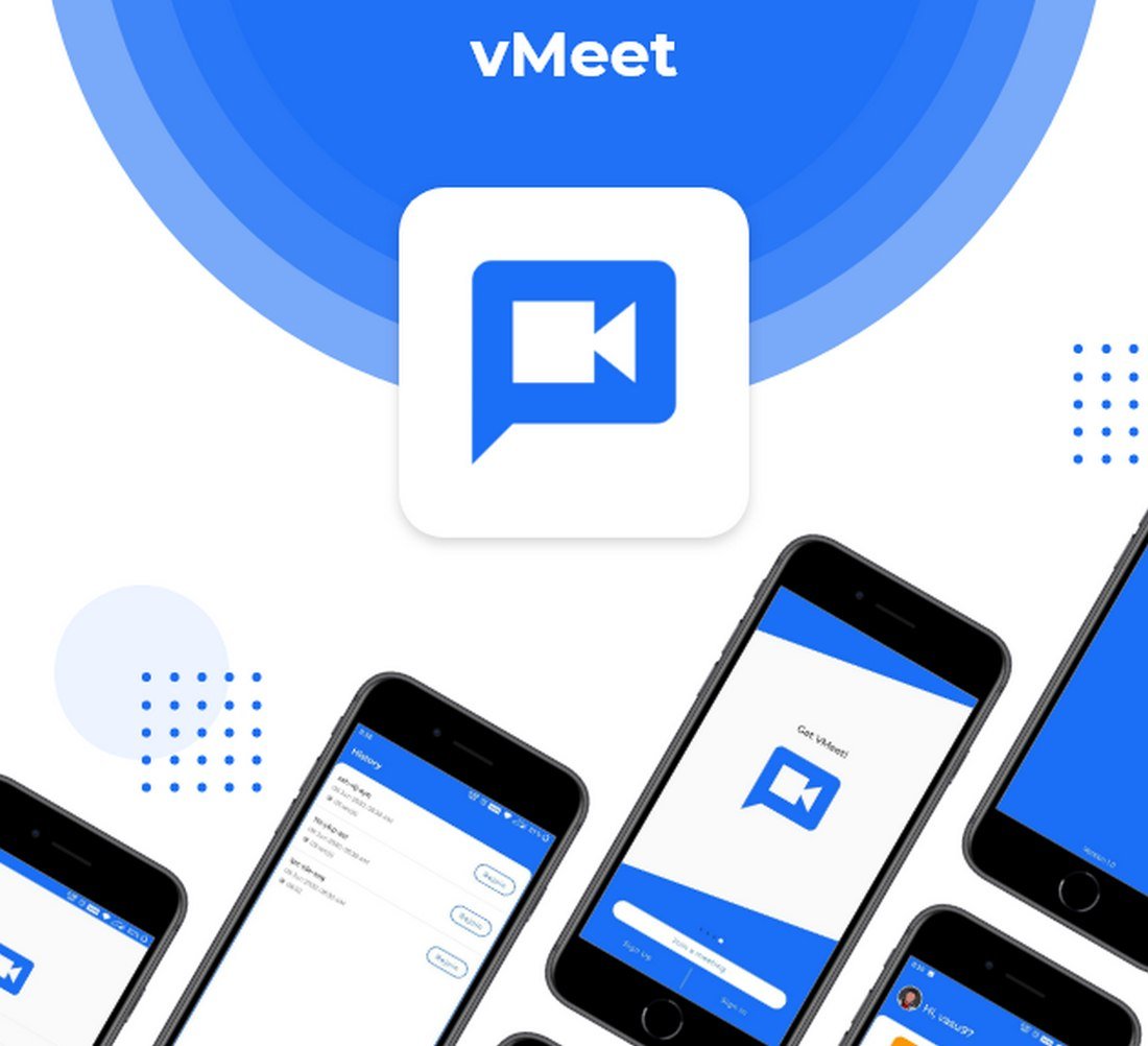 Vmeet-Video-Conferencing-iOS-App-Template 15+ Best iOS App Templates (IPhone & Mobile Design Templates) 2020 design tips 
