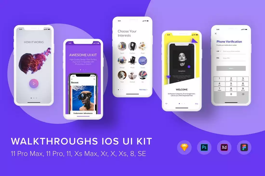 Walkthroughs iOS UI Kit Figma Templates | Design Shack