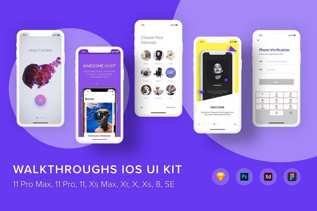 Walkthroughs iOS UI Kit for Sketch