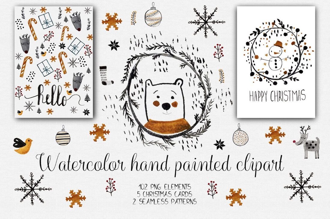 Watercolor-Christmas-Clipart 70+ Christmas Mockups, Icons, Graphics & Resources design tips 