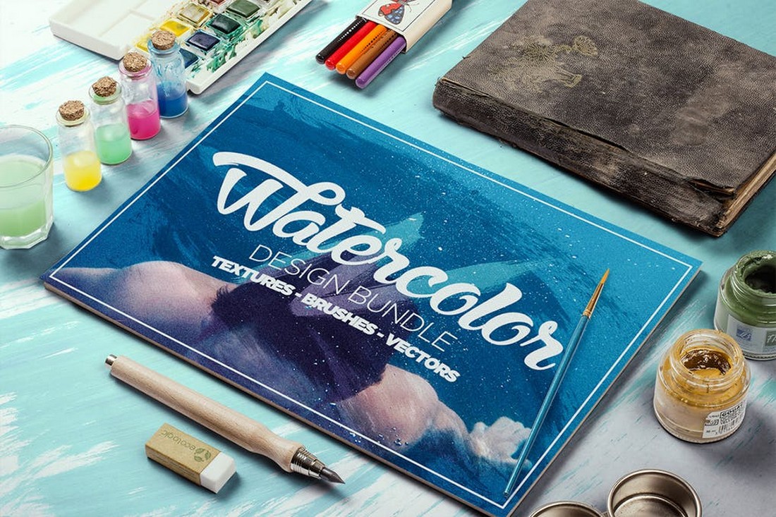 Watercolour Blooms: 150 Stamp Brushes for Photoshop - Design Cuts