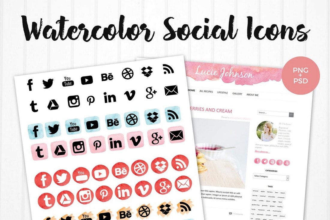 Watercolor-Social-Media-Icons-for-Instagram 20+ Best Instagram Story Highlight Icons (Free + Pro) design tips 