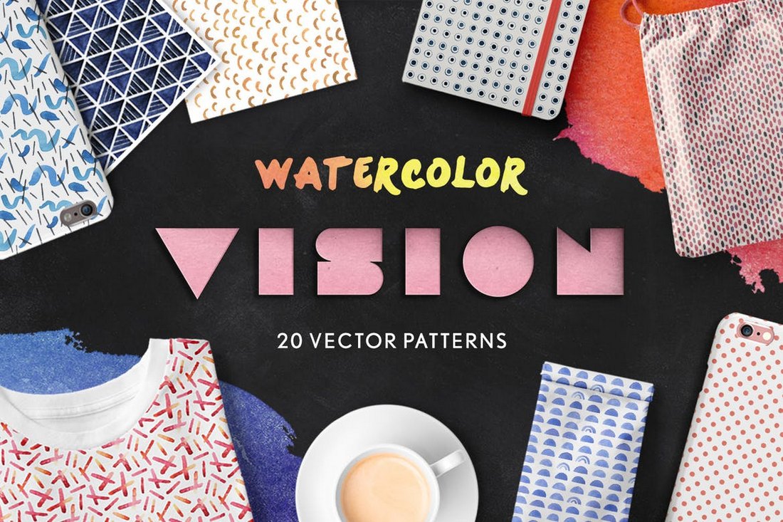 Watercolor-Vision-Vector-Patterns 40+ Best Photoshop Patterns of 2019 (Free & Pro) design tips 