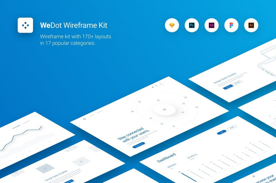 WeDot - Wireframe UI Kit for Sketch & XD