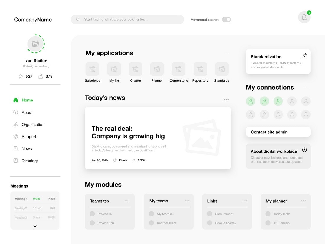 Web App Dashboard Wireframes