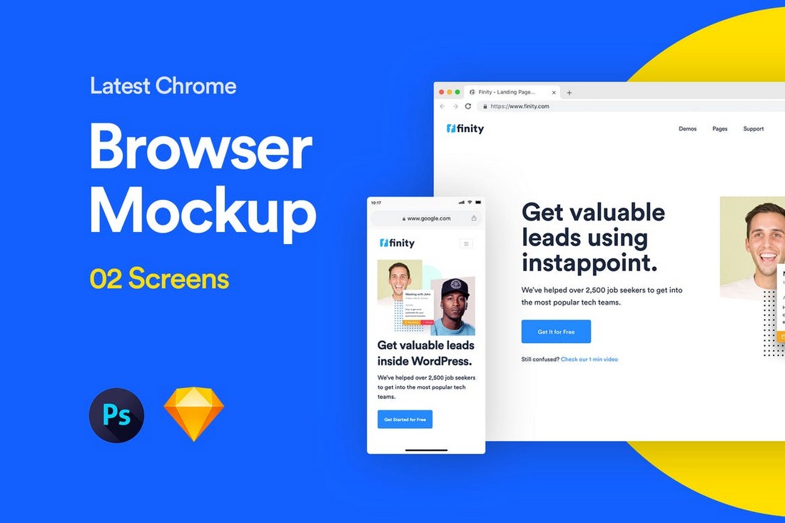 Website Browser Mockup Sketch & PSD Template