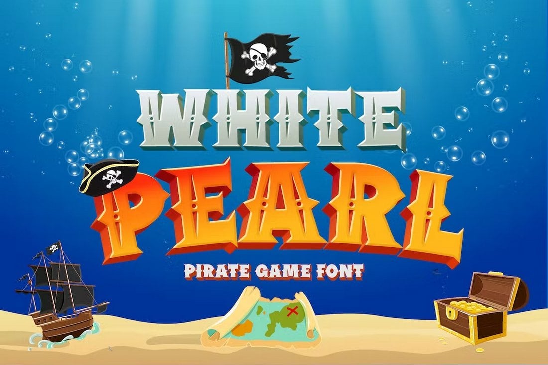White-Pearl-Fun-Pirate-font 20+ Best Pirate Fonts in 2023 (Free & Pro) design tips  