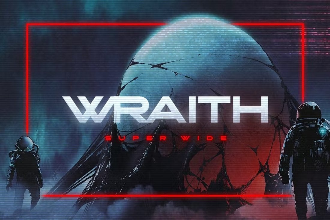 Wraith-Cyberpunk-Display-Font 20+ Best Cyberpunk Fonts 2022 design tips