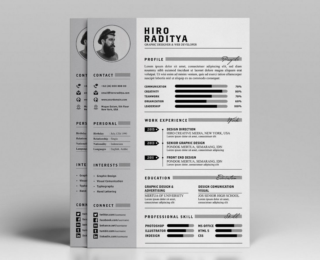50 Best CV Resume Templates 2021 Design Shack