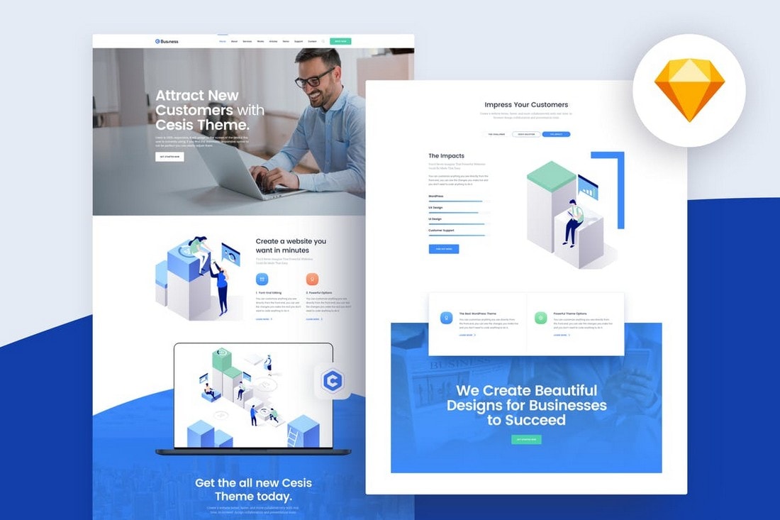 Sketch Website and Landing Page Templates  Xd File