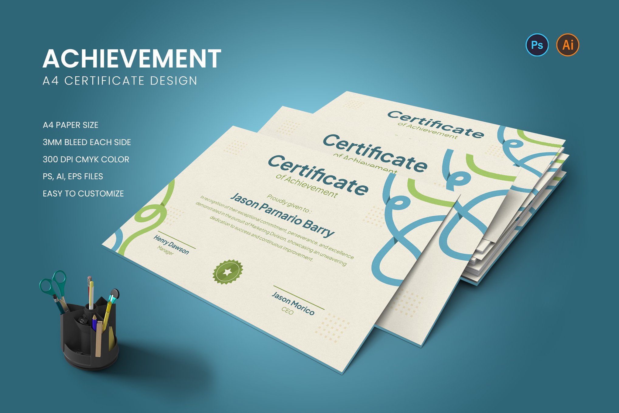 A4 Certificate of Achievement Template