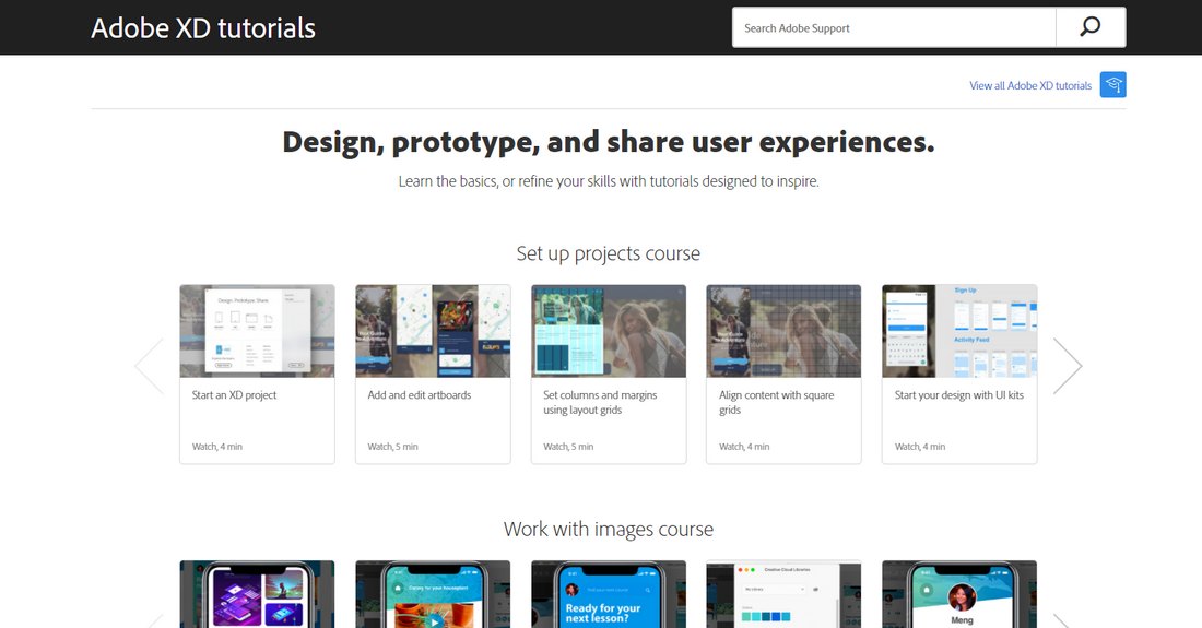 adobe xd tutorials official