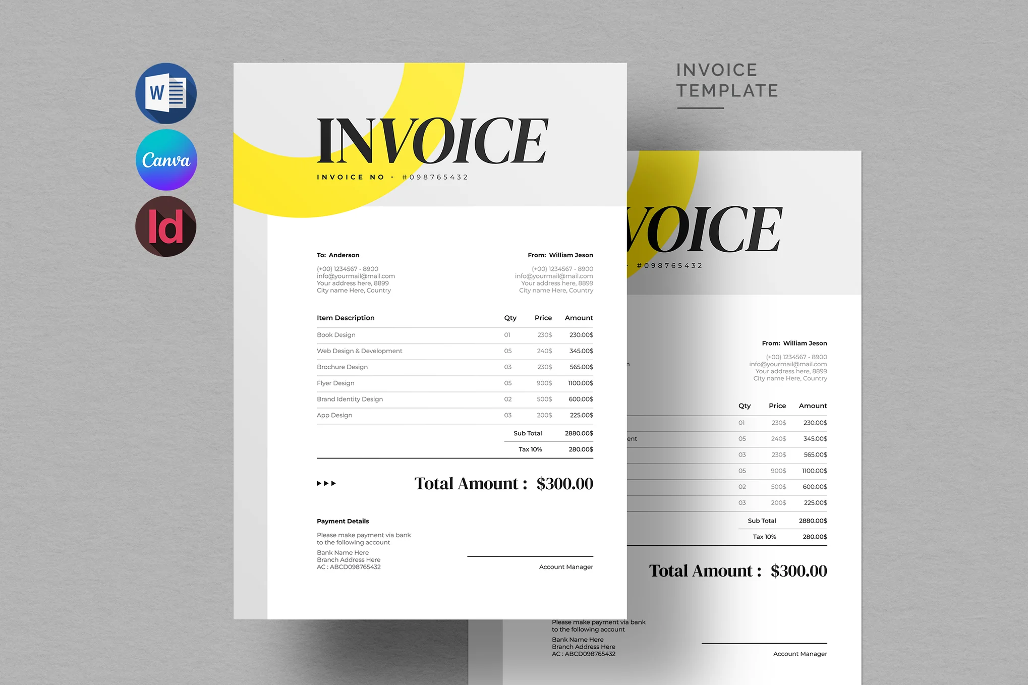 Aesthetic Microsoft Word Invoice Template