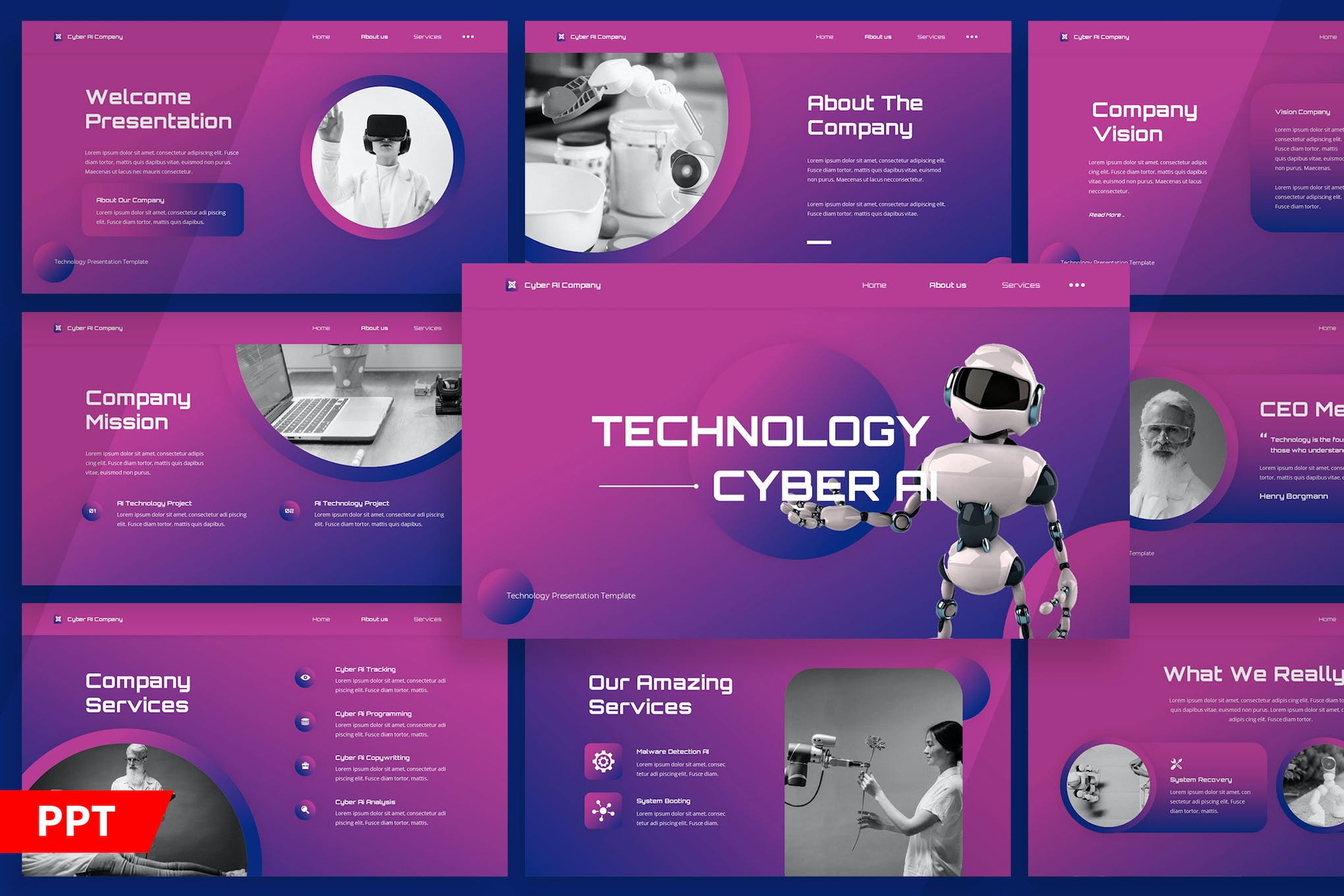 AI Technology Presentation Template for PowerPoint