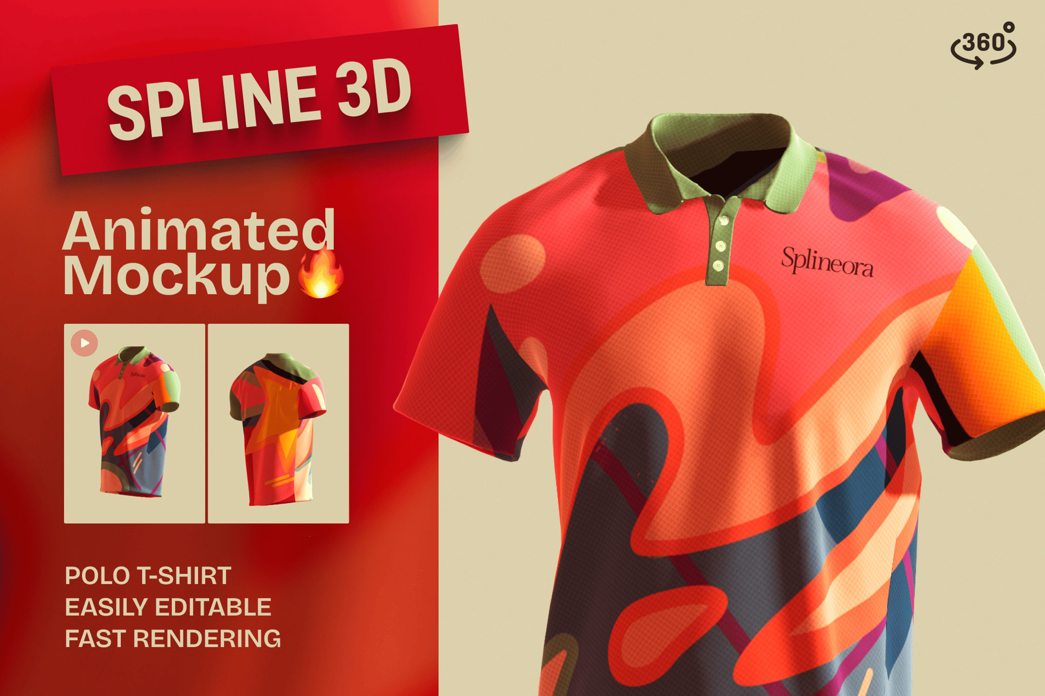 Animated 3D Polo T-shirt Mockup