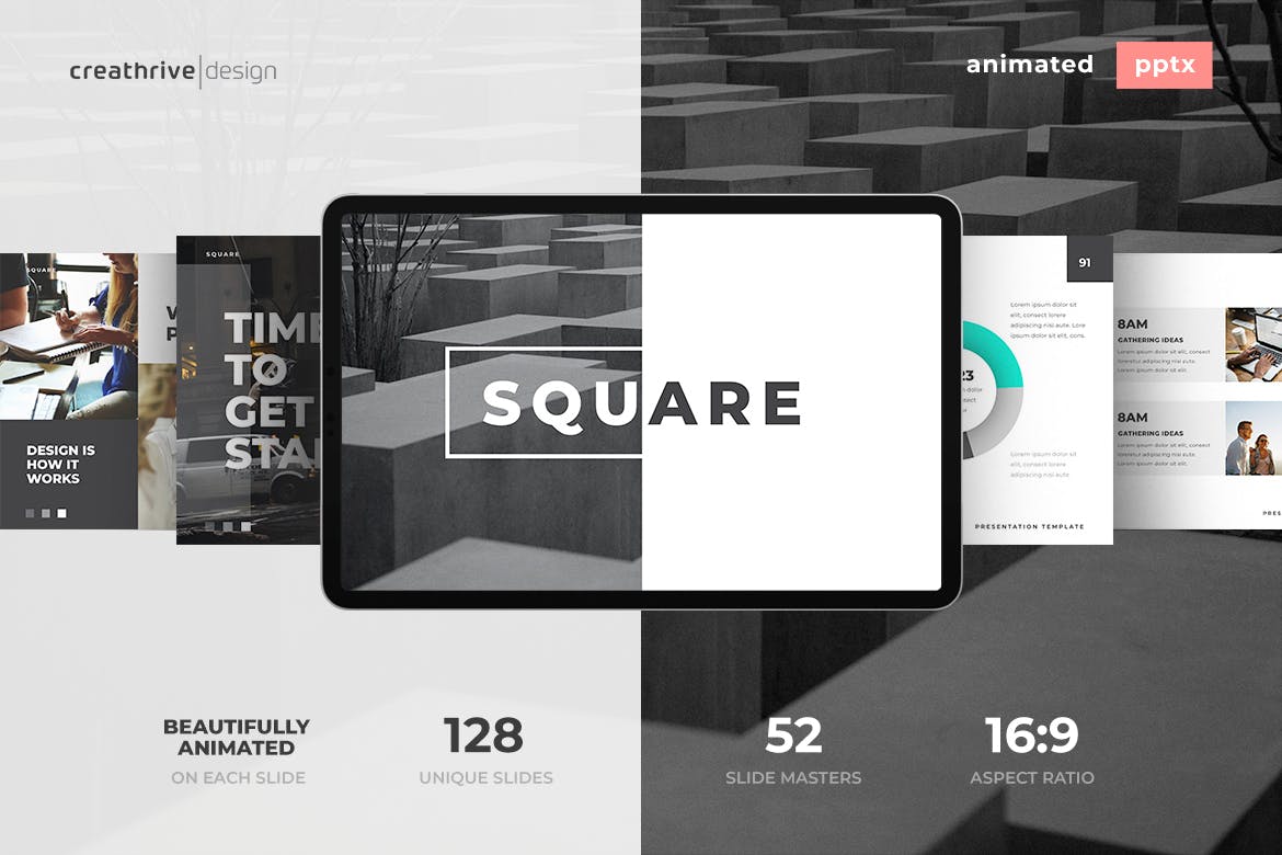 Four Squares Design PowerPoint Presentation Slides - PPT Template