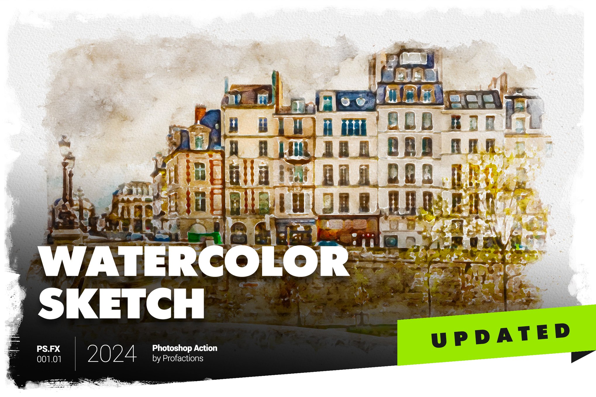 Architecture Sketch Watercolor Photoshop Action