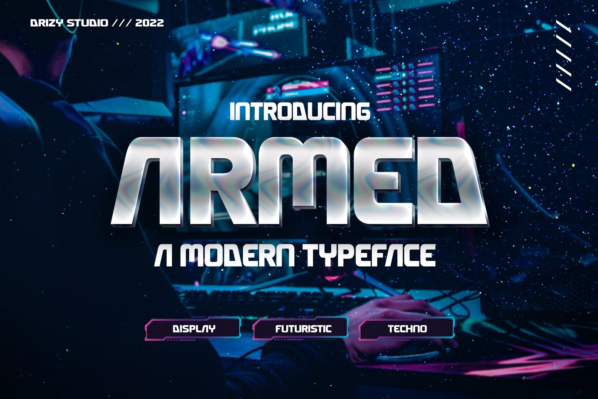 Armed - Modern Chrome Font