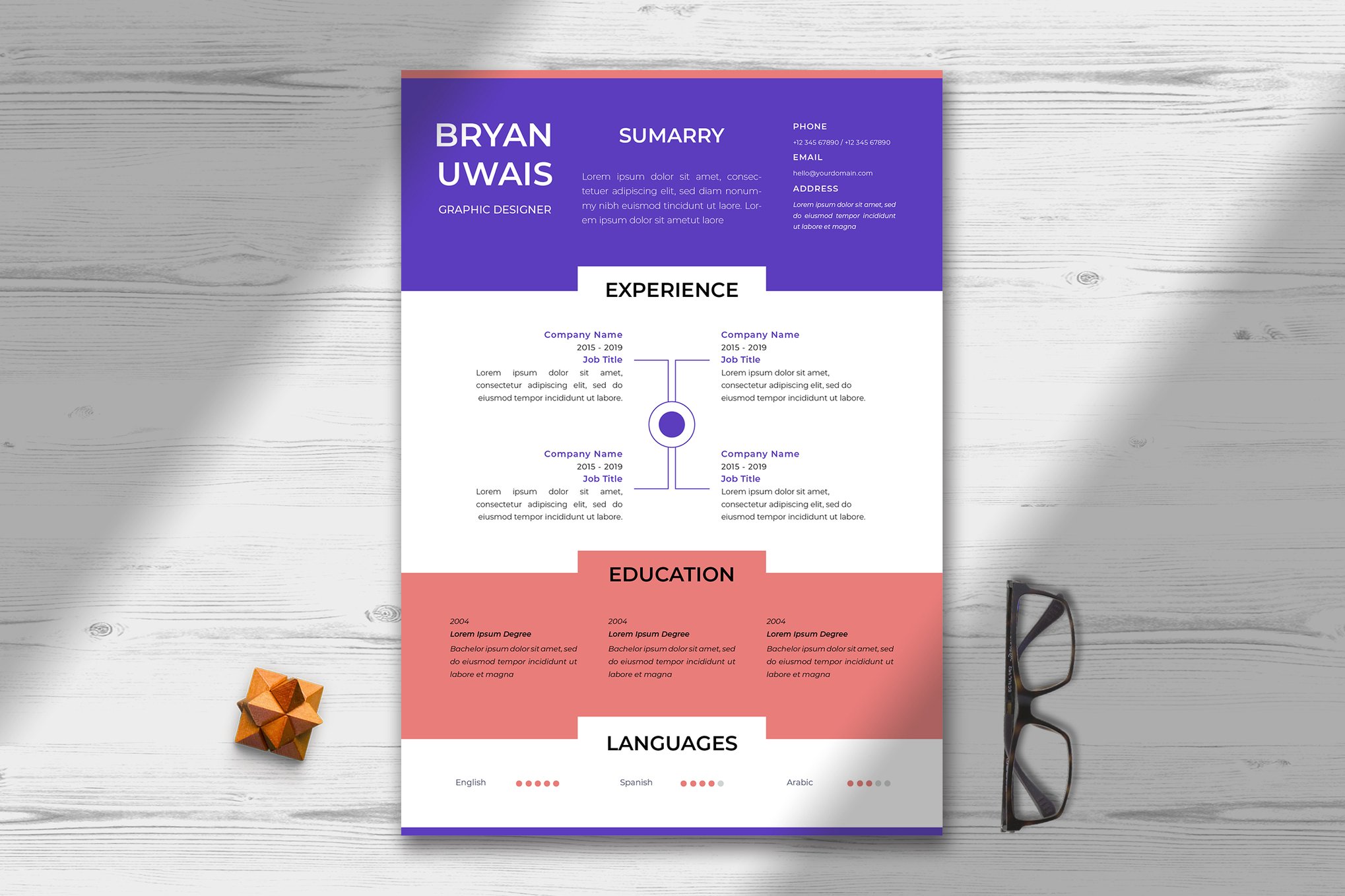 Attractive One-Page Resume Template