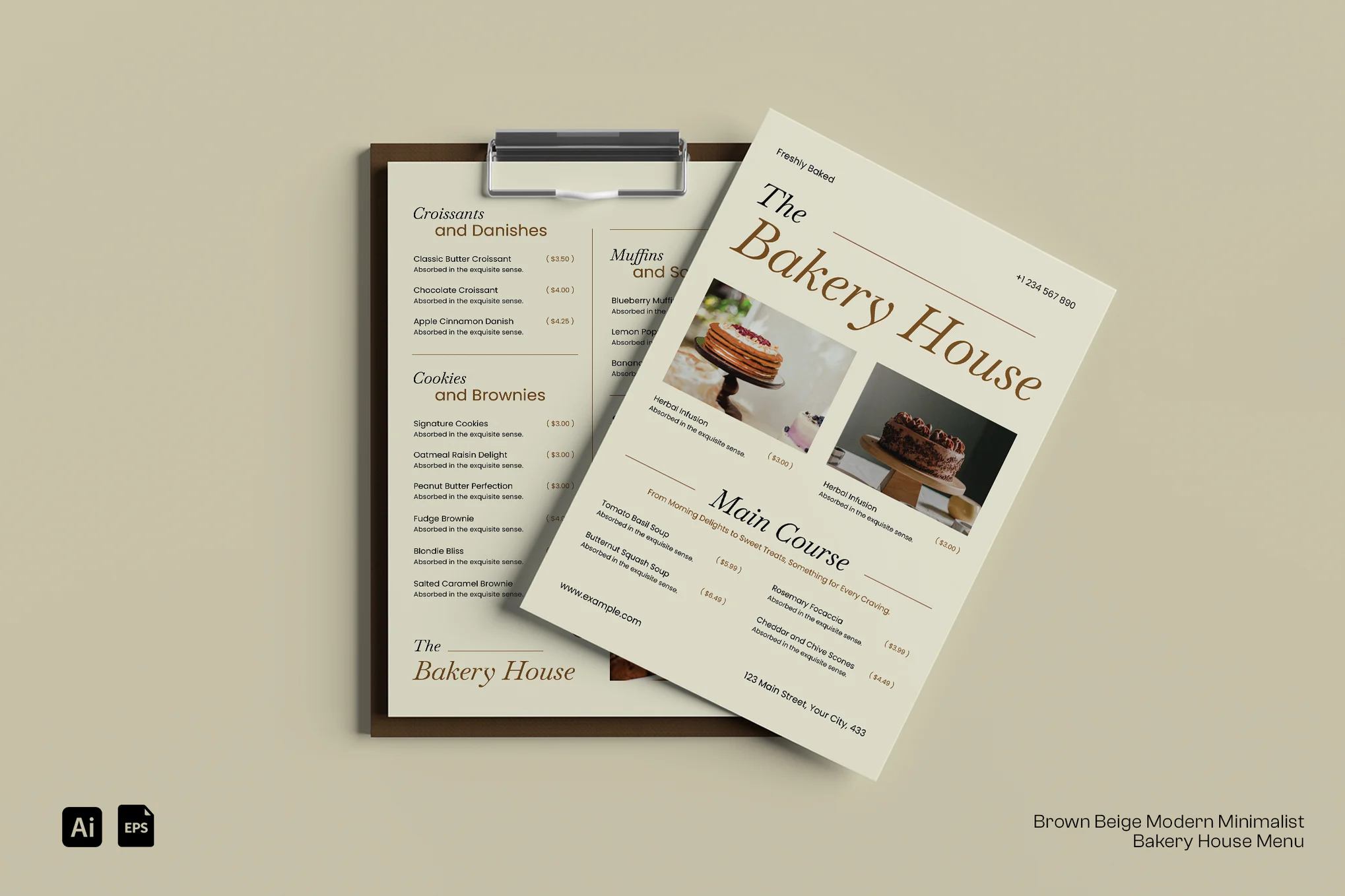 Beige Minimalist Bakery Menu Template