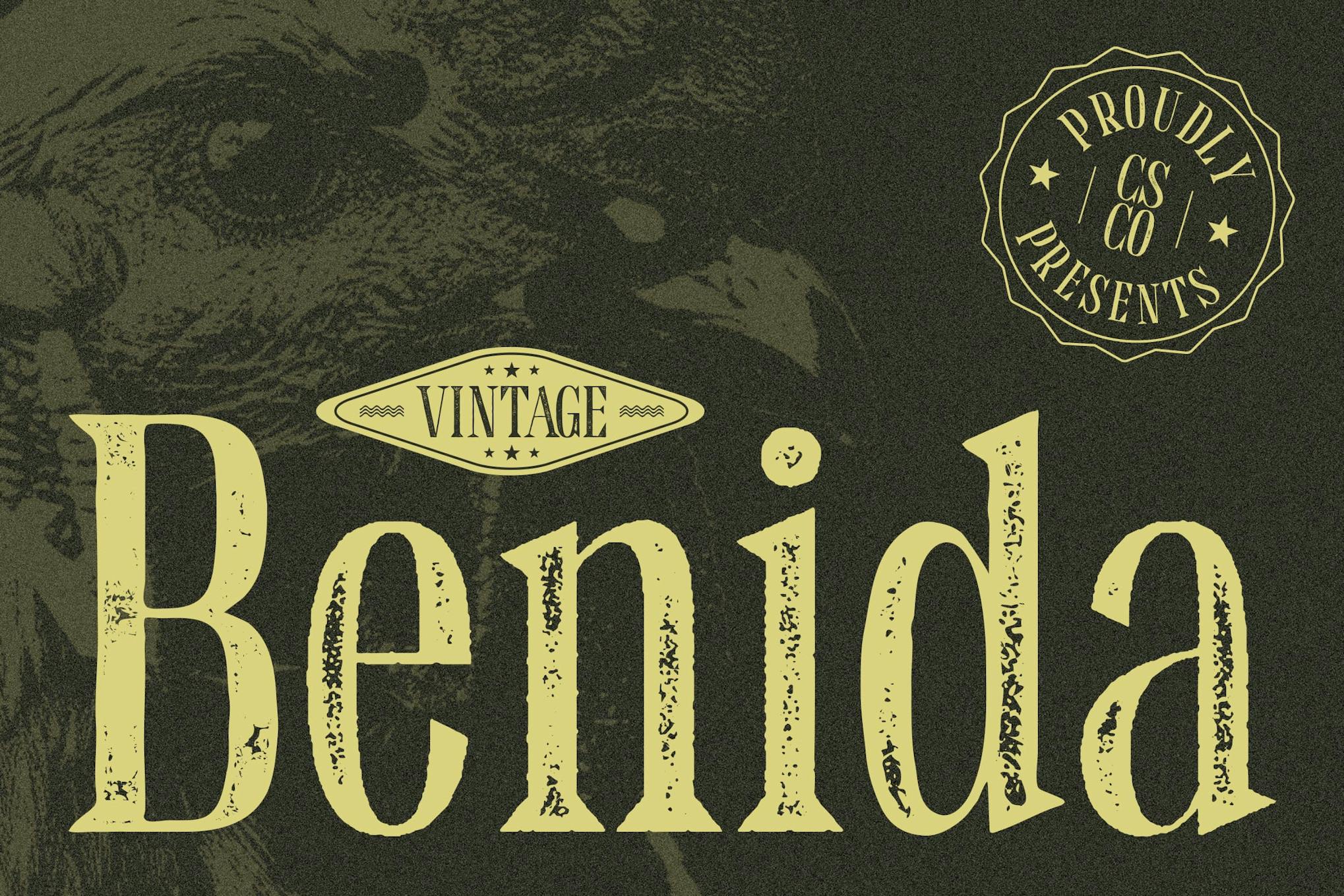 Benida Vintage - Distressed Font