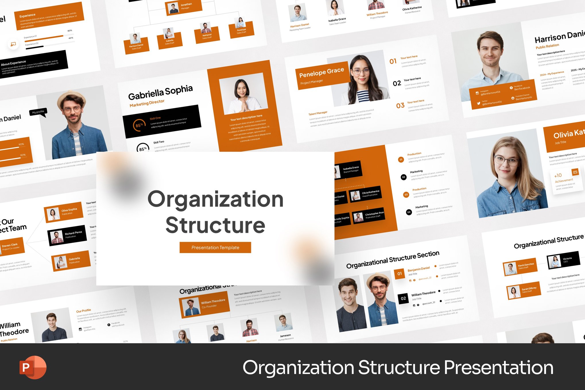 Biz Organization Structure PowerPoint Template