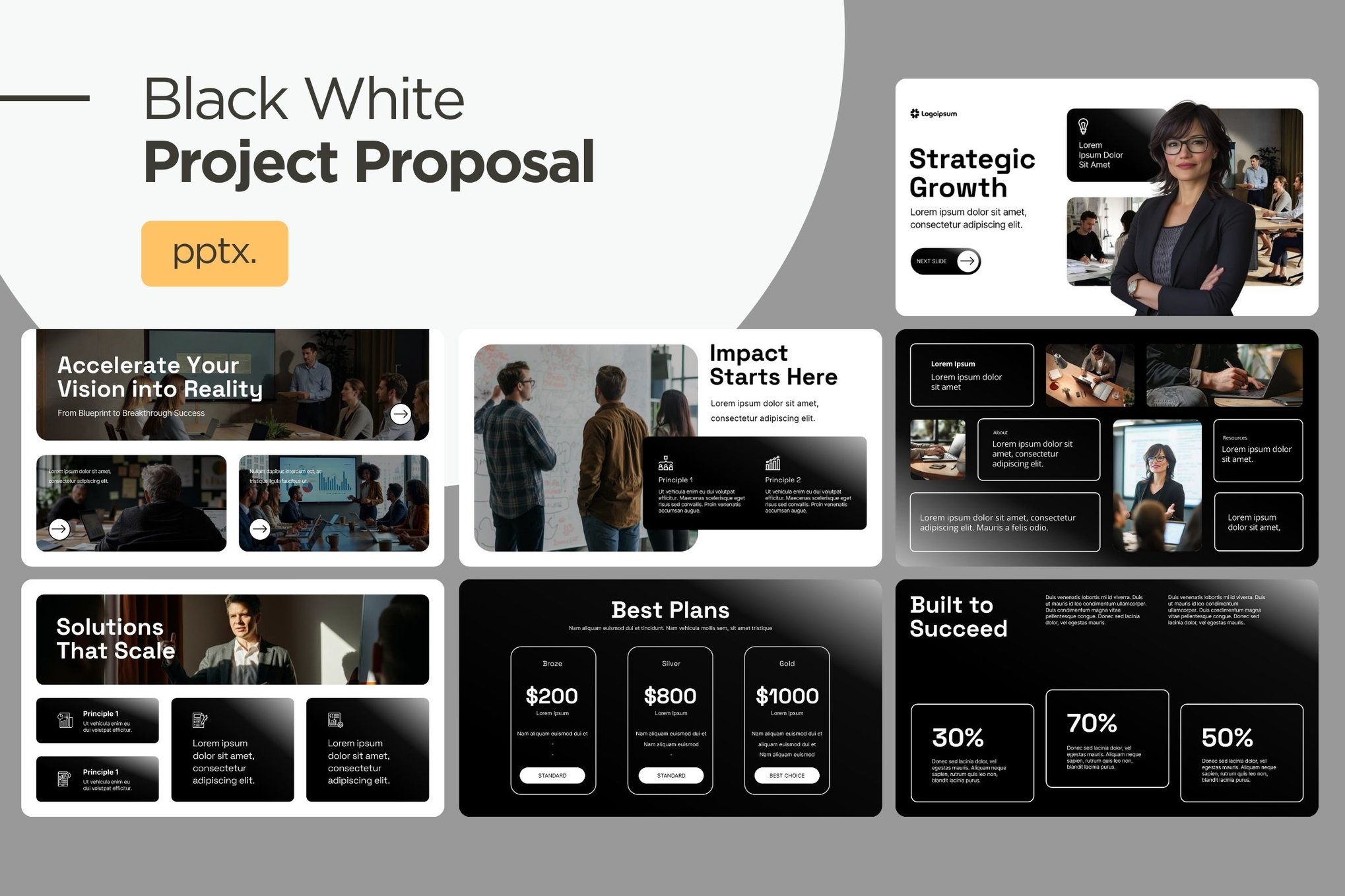 Black & White Project Proposal for PowerPoint