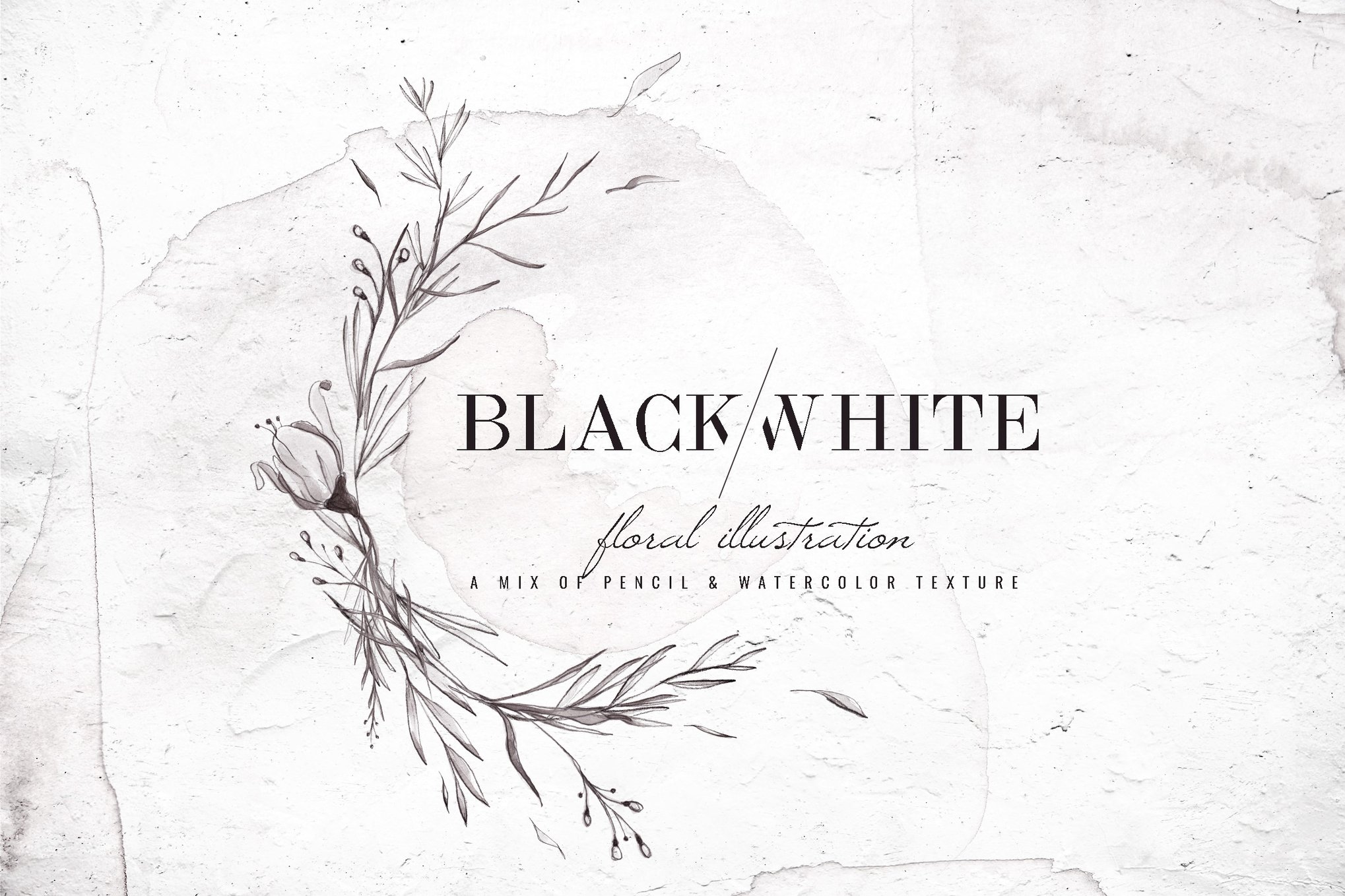 Black & White Watercolor Floral Backgrounds