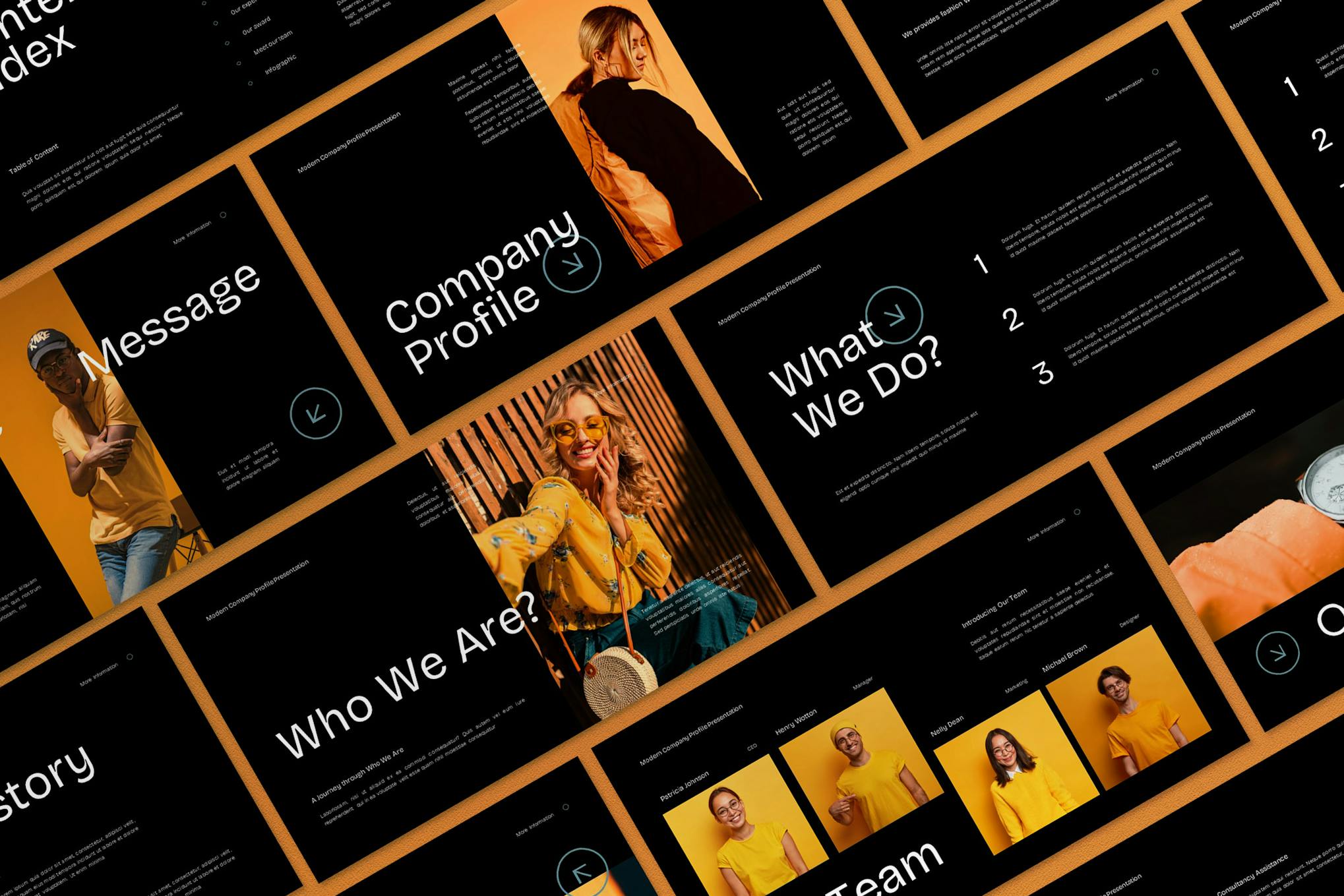 Black Innovative Fashion Company Profile PPT