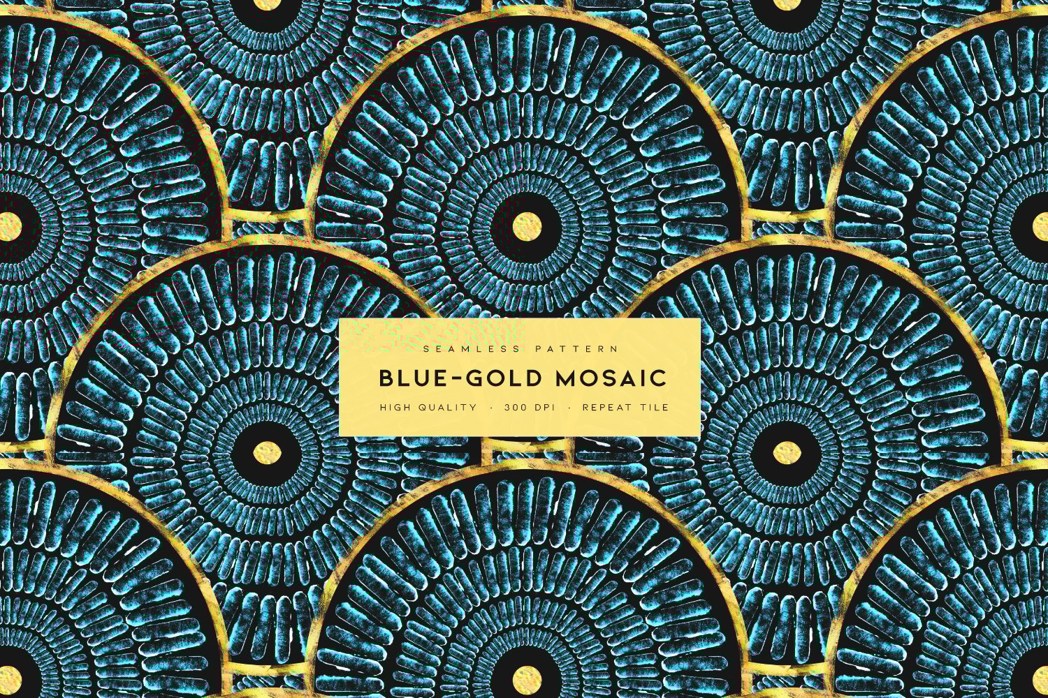 Blue & Gold Mosaic Seamless Textures