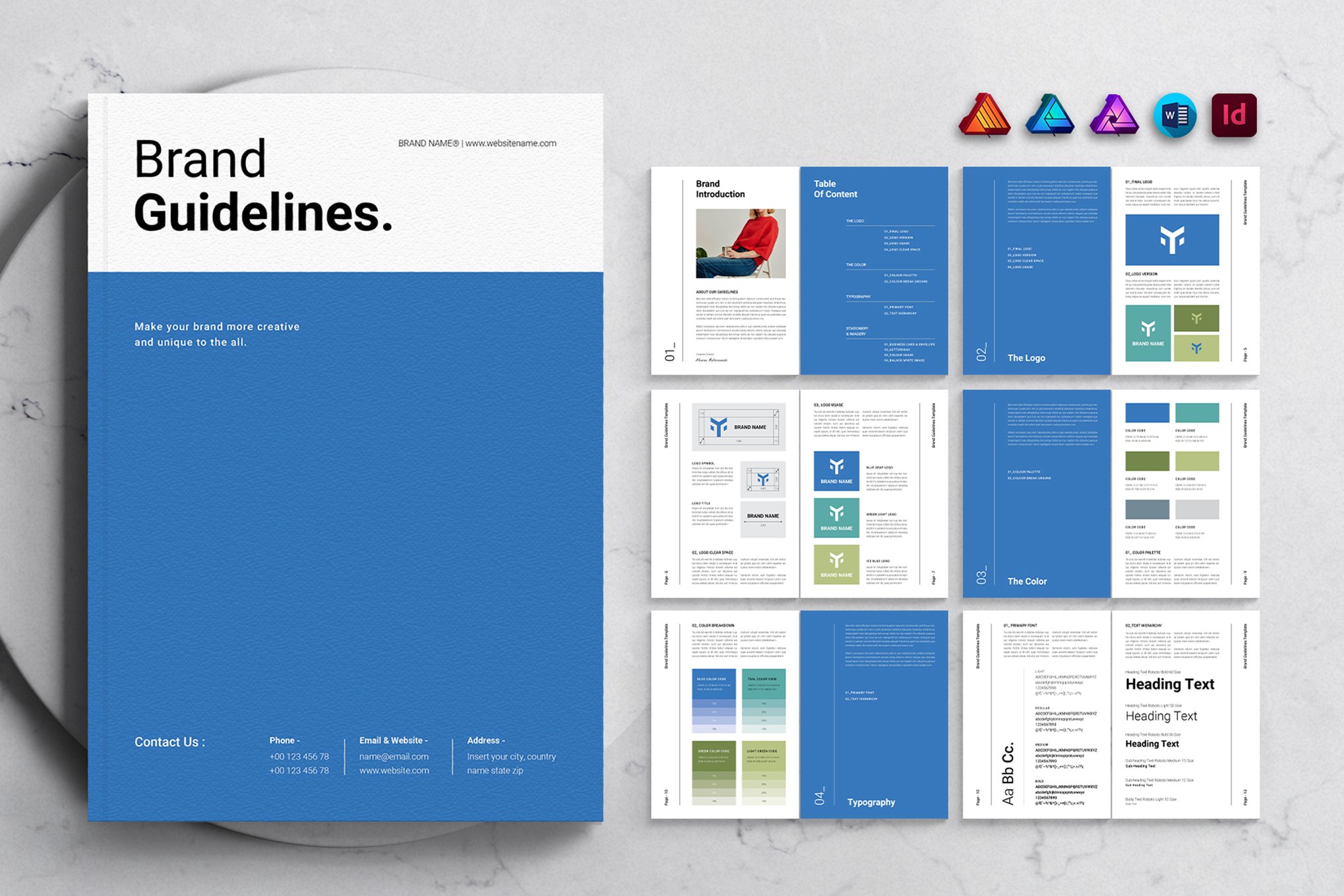 Blue Brand Guidelines Word Template