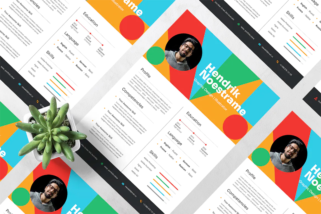 30 Stylish Resume Color Schemes For 2024 Design Shack   Bold Brights 