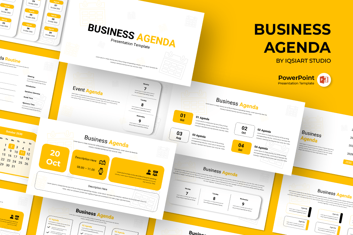 Bold Business Agenda Slide Templates