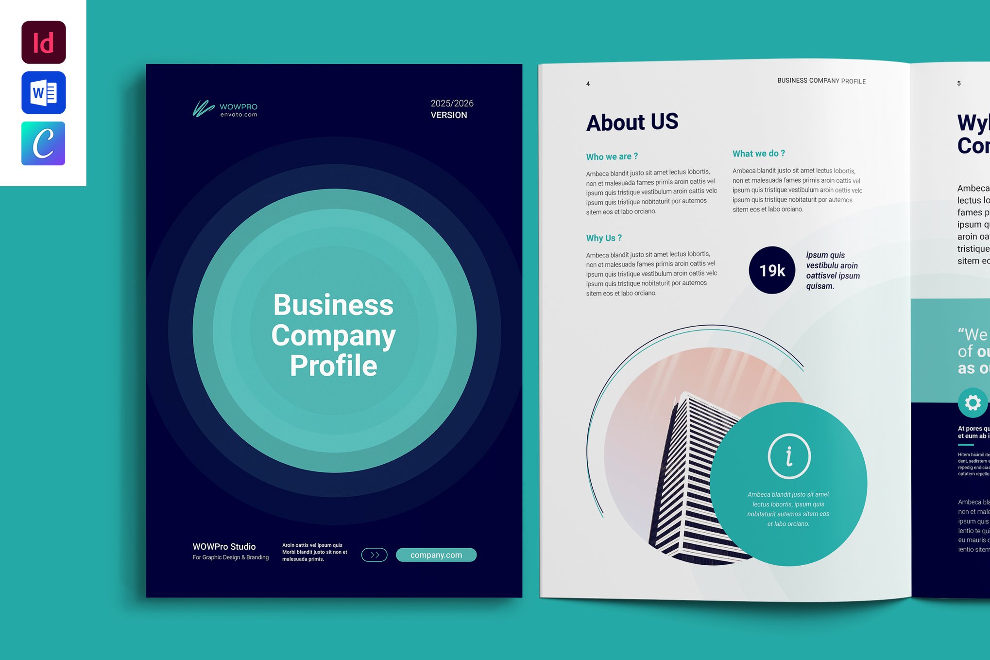 Bold Company Profile Template for Word & InDesign