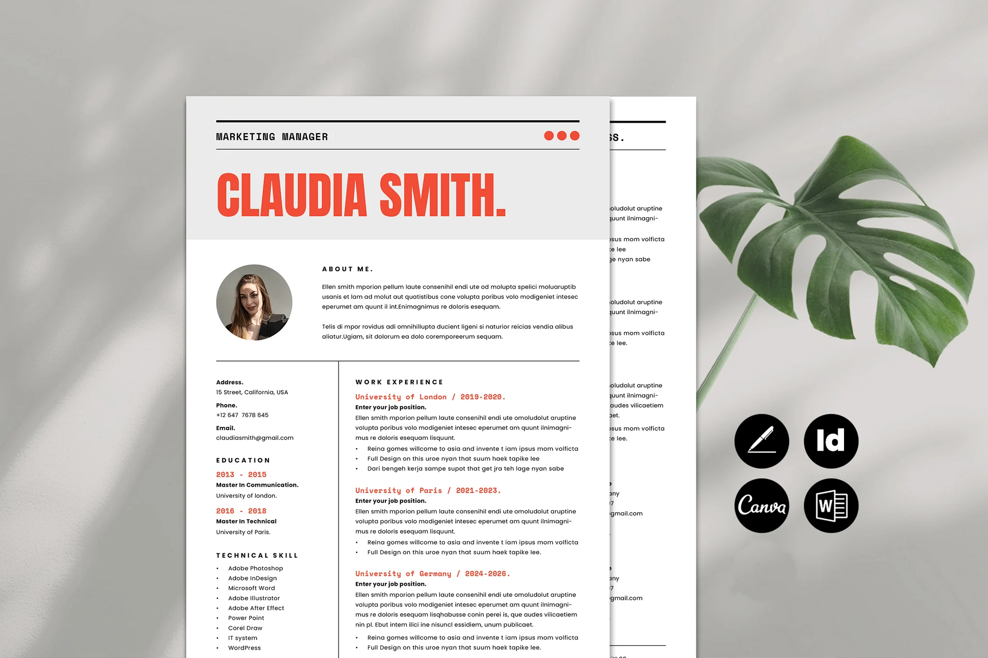 Bold Resume Template for Apple Pages