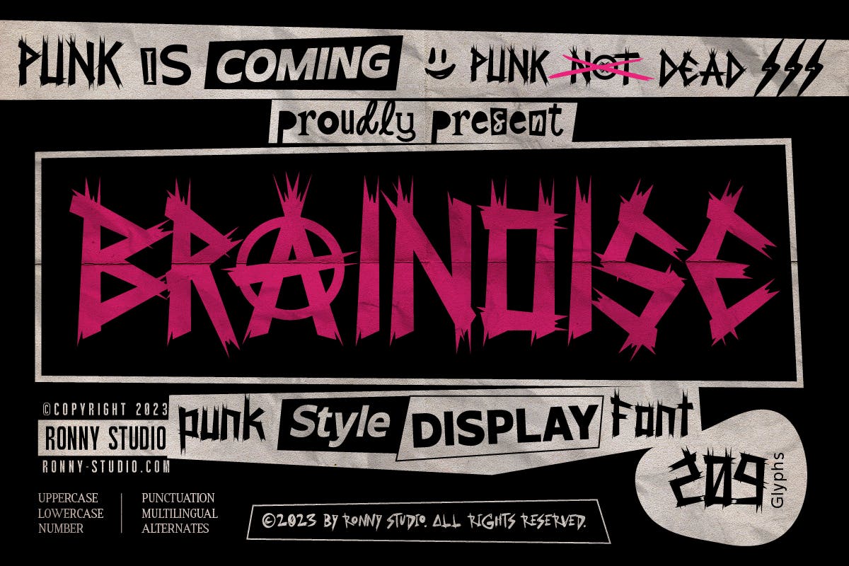 Brainoise - Punk Display Font