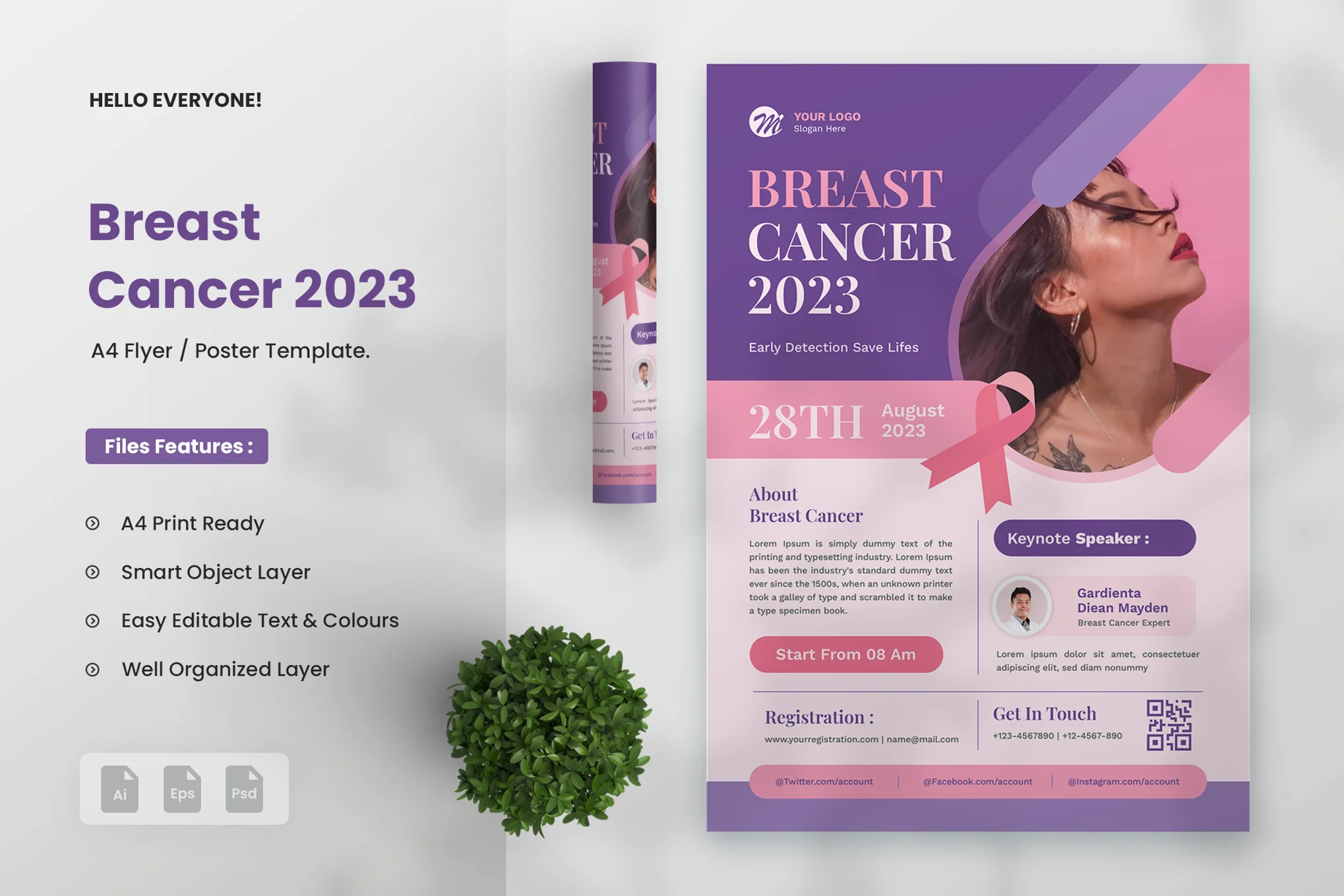 Breast Cancer Awareness Event Flyer Template