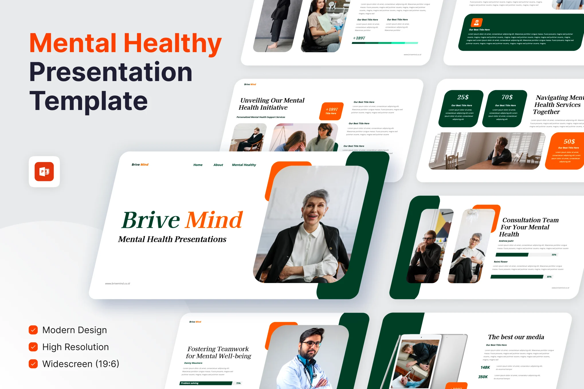 BriveMind - Mental Health PowerPoint Template