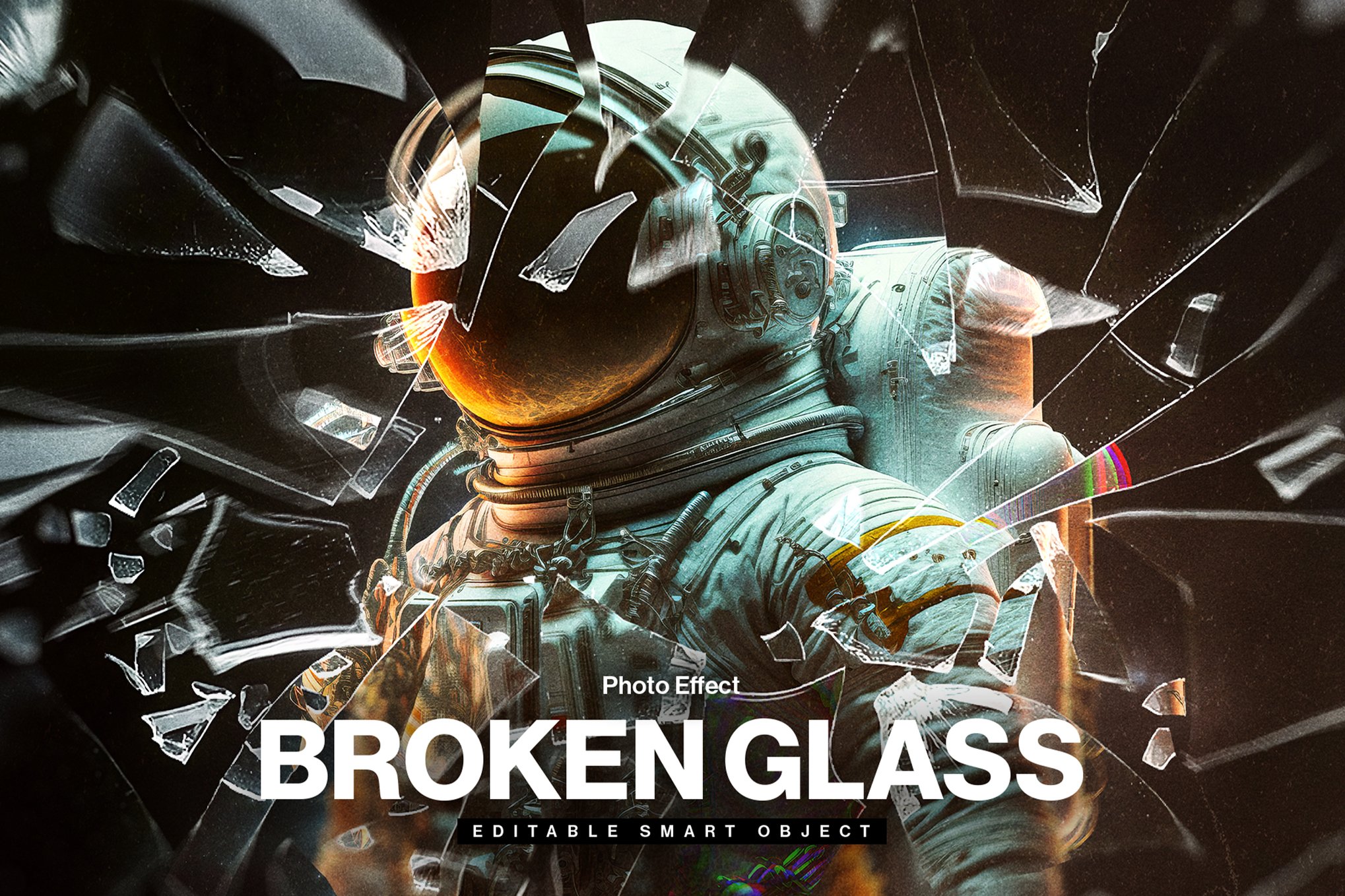 Broken Glass Photo Effect PSD Template